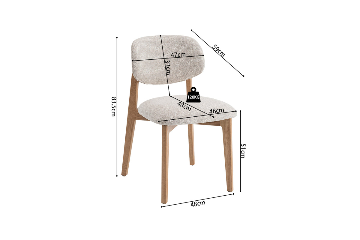 Chaise Carmen Chêne Massif Tissu Beige