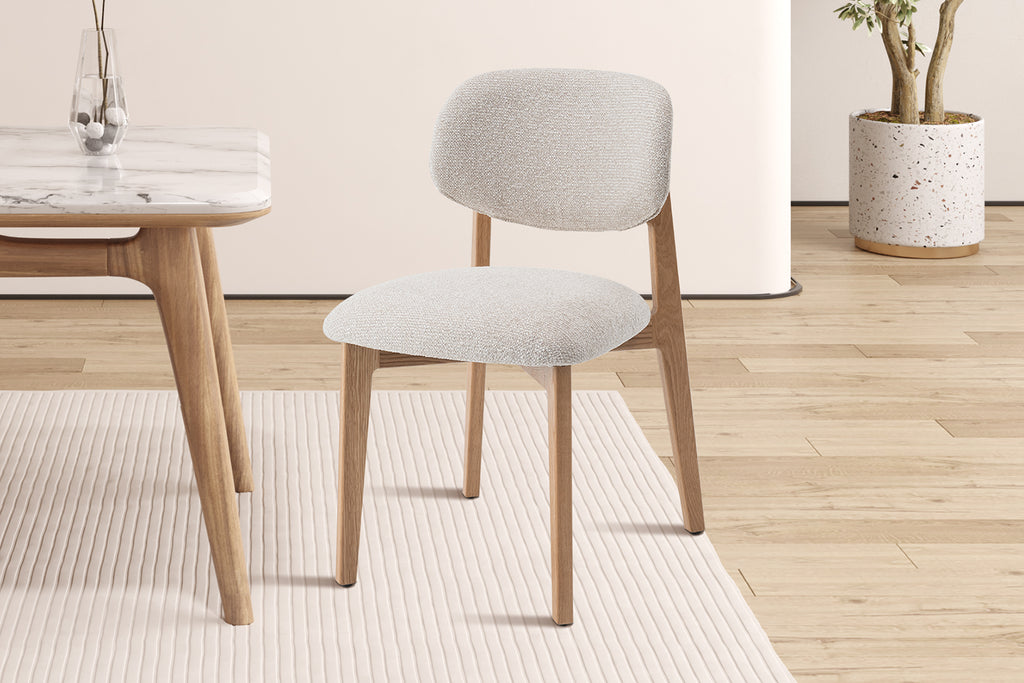 Chaise Carmen Chêne Massif Tissu Beige