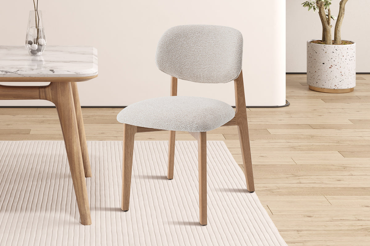 Chaise Carmen Chêne Massif Tissu Beige