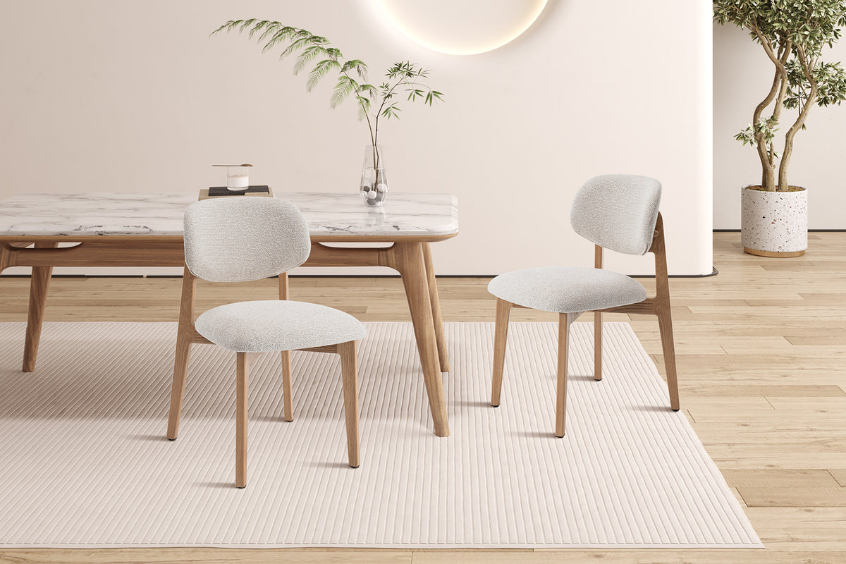 Chaise Carmen Chêne Massif Tissu Beige