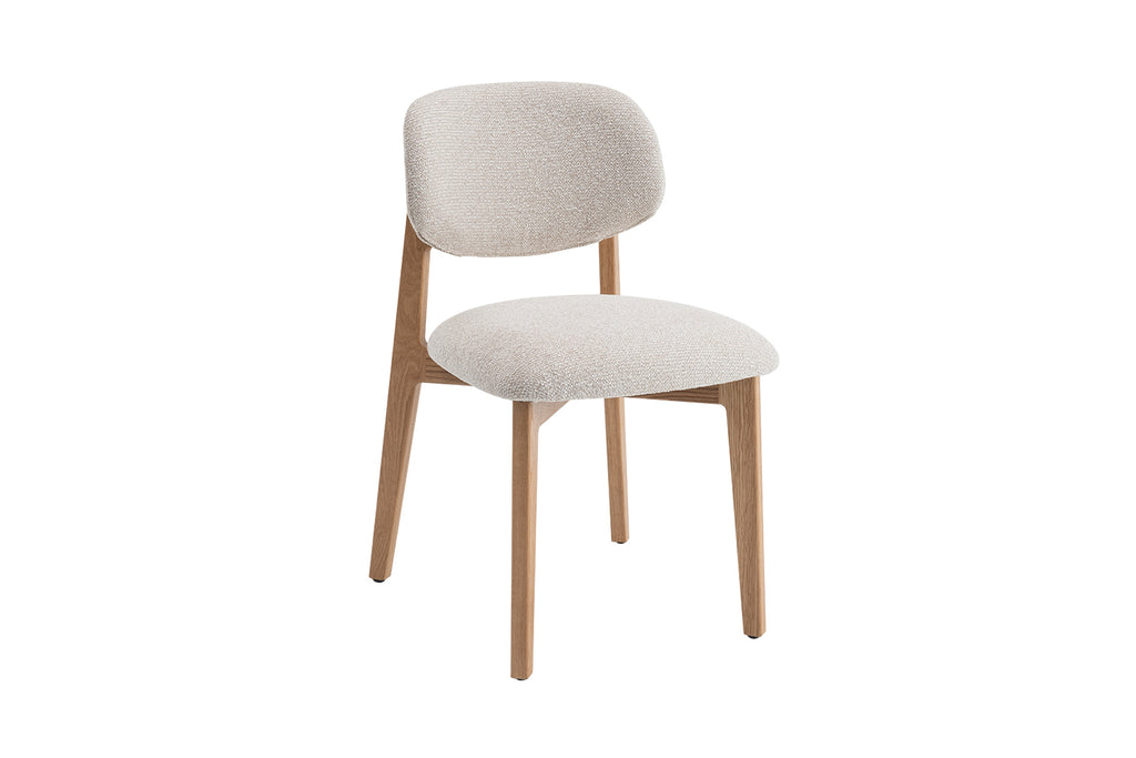 Chaise Carmen Chêne Massif Tissu Beige