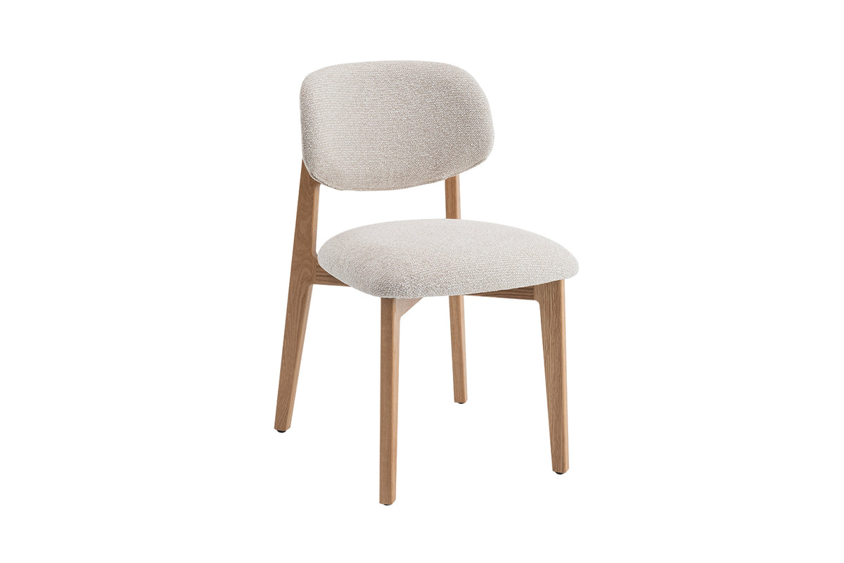 Chaise Carmen Chêne Massif Tissu Beige