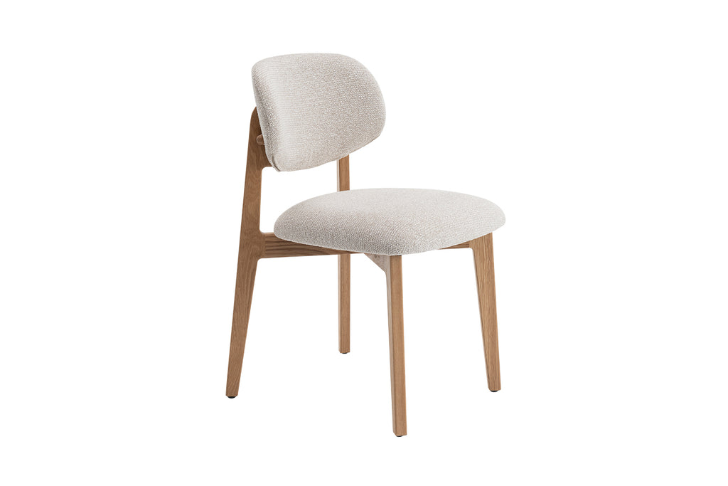 Chaise Carmen Chêne Massif Tissu Beige