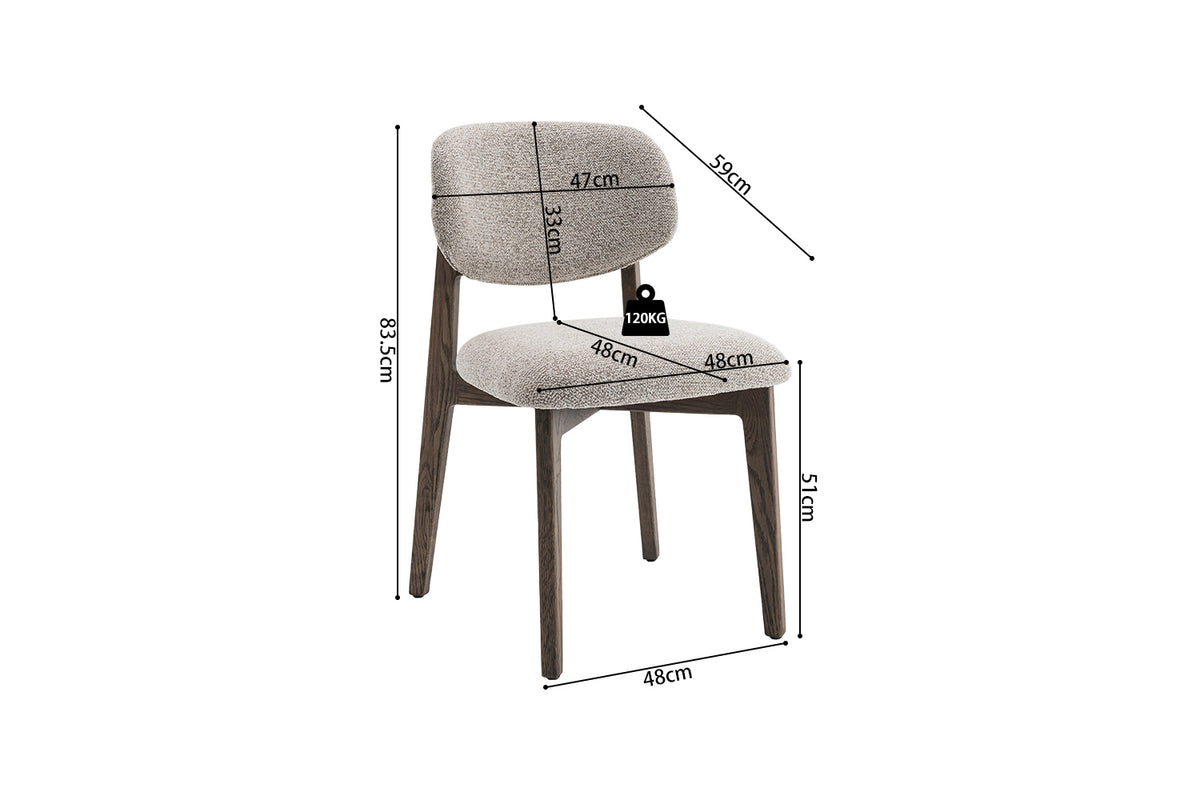 Chaise Carmen Chêne Massif Fumé Tissu Sable