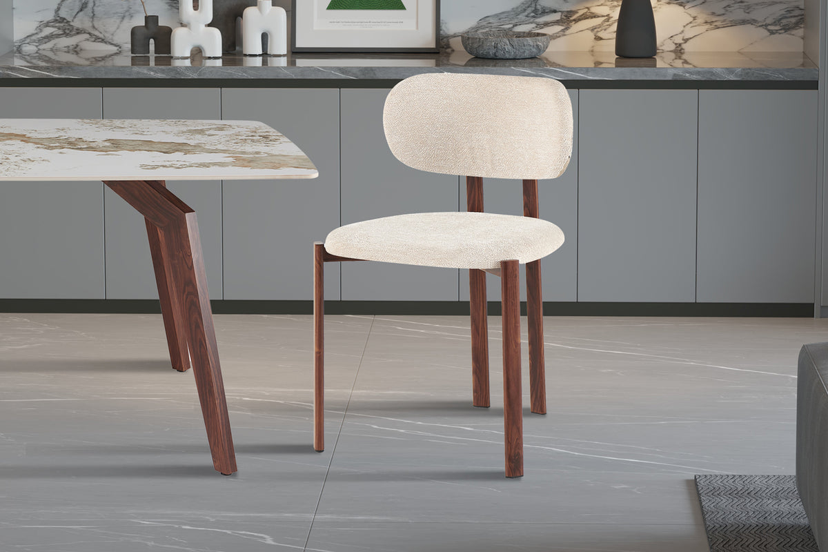 Chaise Jade Noyer – Tissu Beige