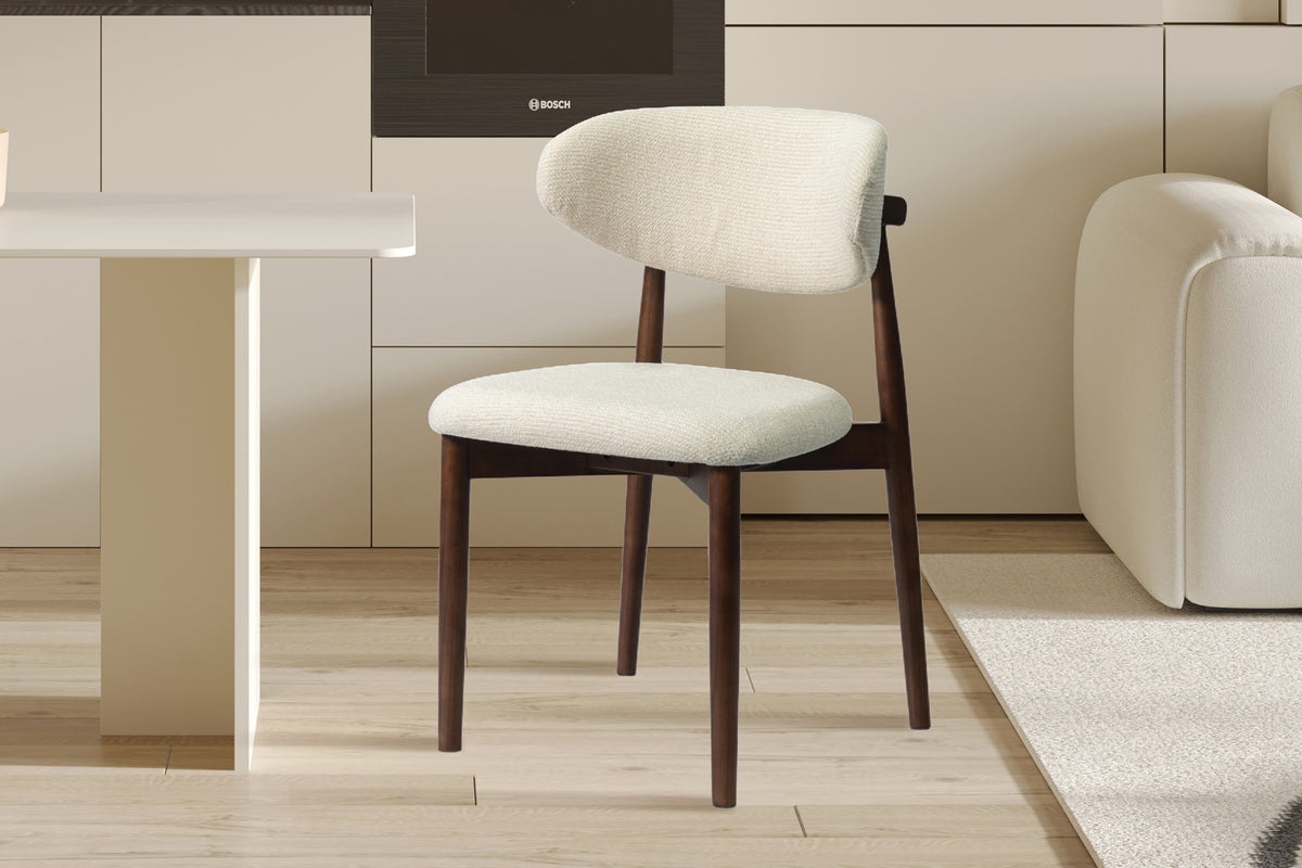 Chaise Clara Frêne Noyer Tissu Beige