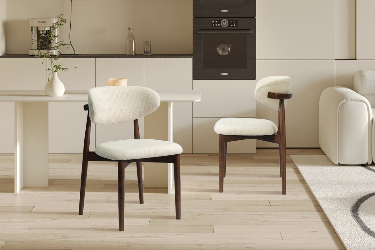 Chaise Clara Frêne Noyer Tissu Beige