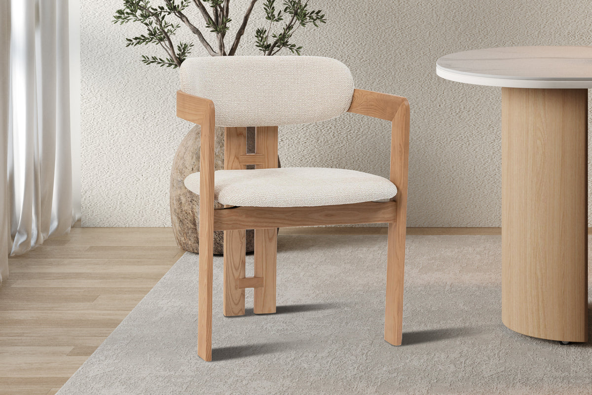 Chaise Camille Frêne Naturel Tissu Beige