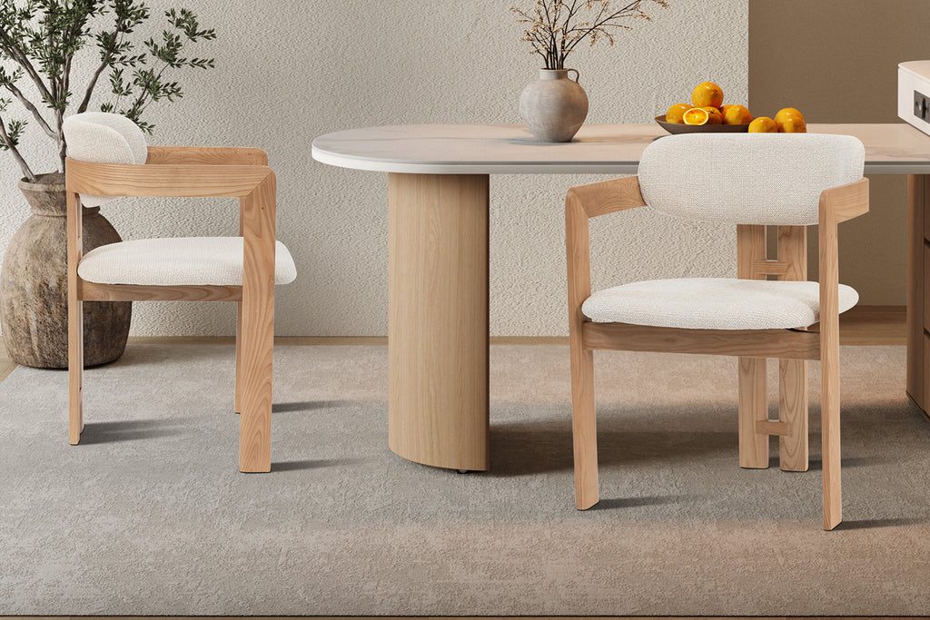 Chaise Camille Frêne Naturel Tissu Beige