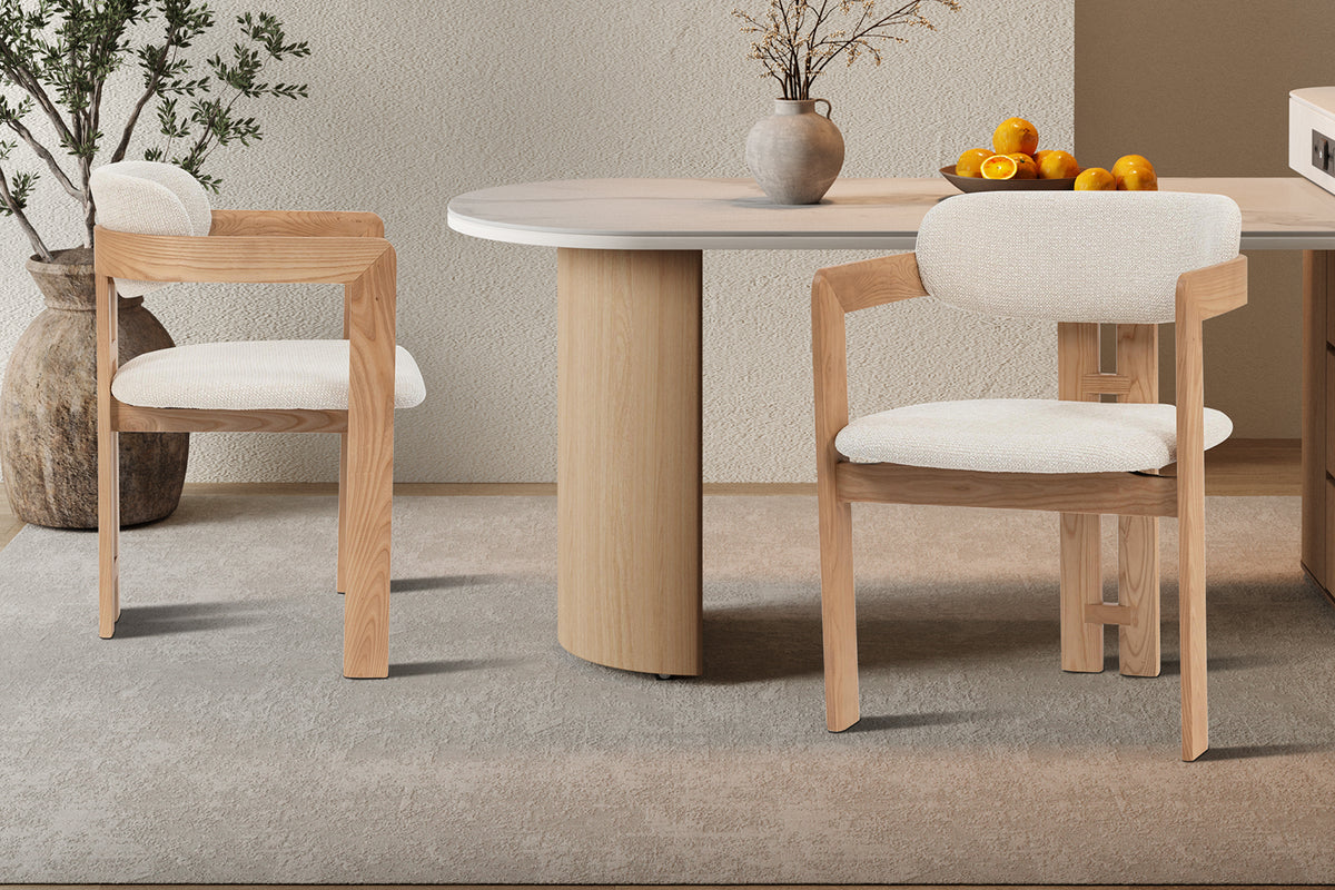 Chaise Camille Frêne Naturel Tissu Beige