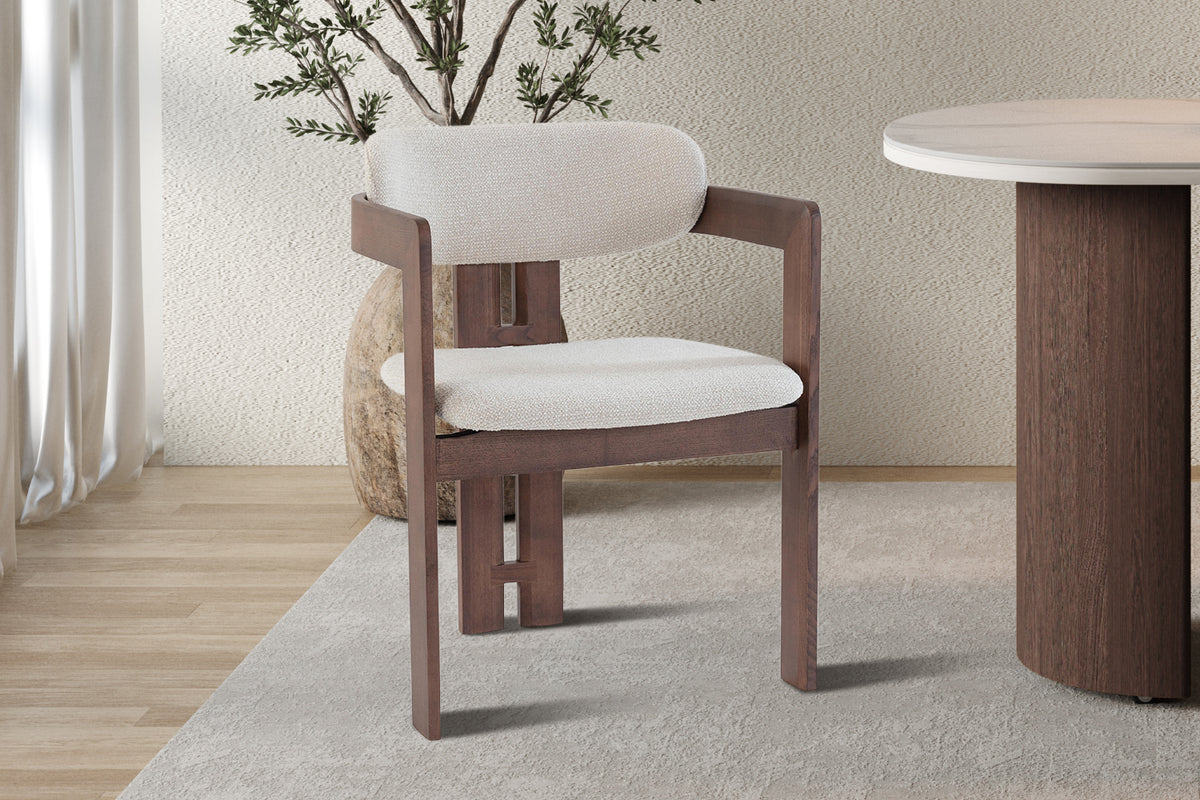 Chaise Camille Frêne Noyer Tissu Beige