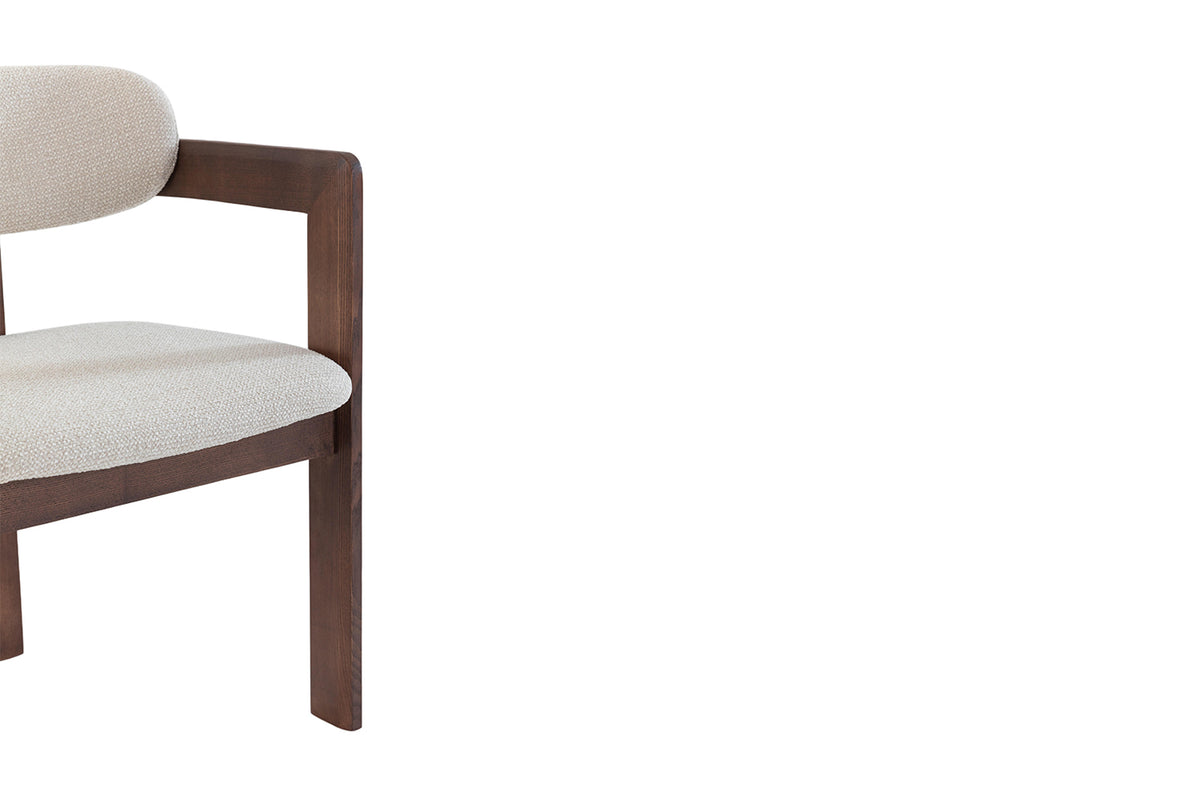 Chaise Camille Frêne Noyer Tissu Beige