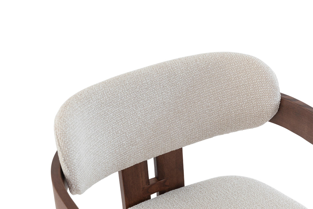 Chaise Camille Frêne Noyer Tissu Beige