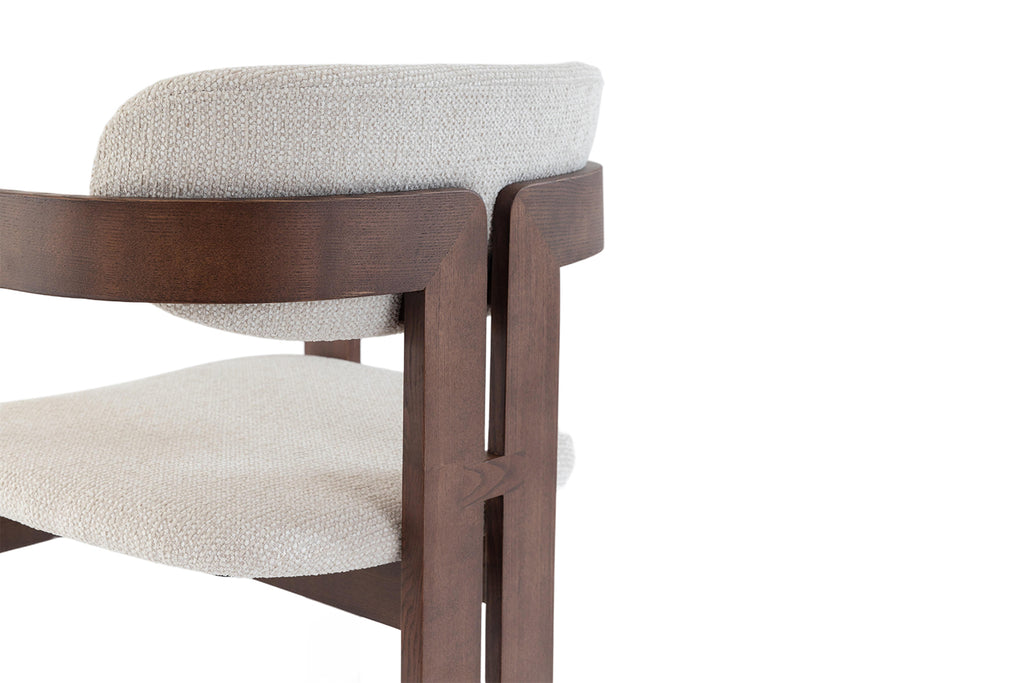 Chaise Camille Frêne Noyer Tissu Beige