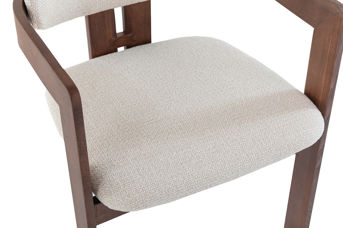 Chaise Camille Frêne Noyer Tissu Beige