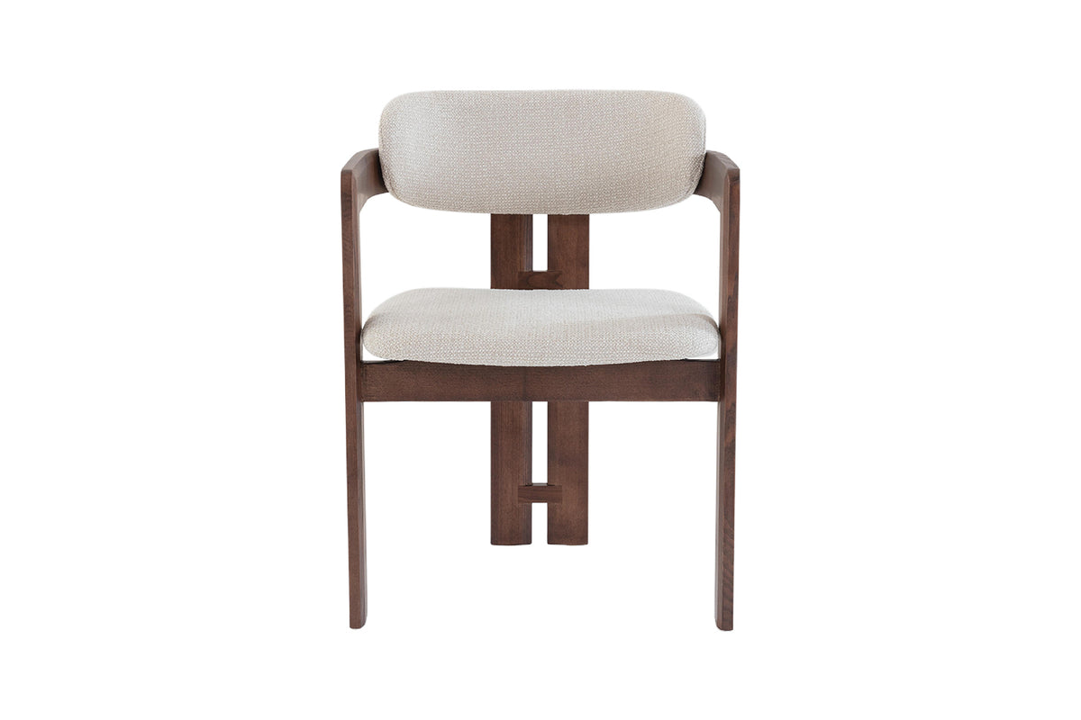 Chaise Camille Frêne Noyer Tissu Beige