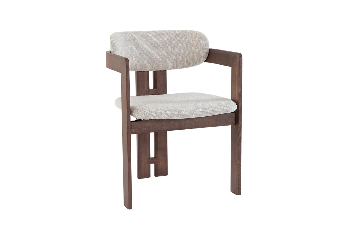 Chaise Camille Frêne Noyer Tissu Beige