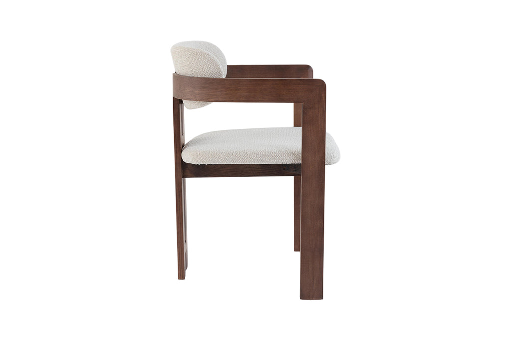 Chaise Camille Frêne Noyer Tissu Beige