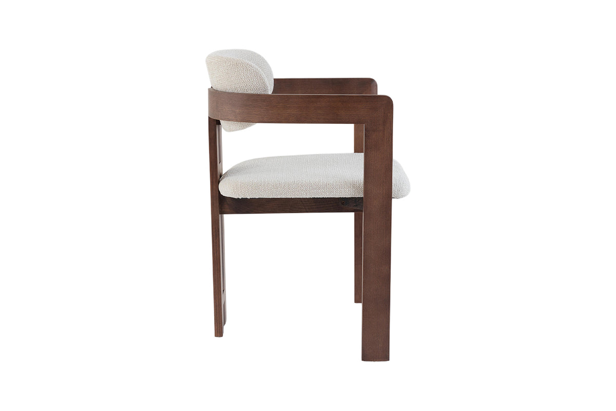 Chaise Camille Frêne Noyer Tissu Beige