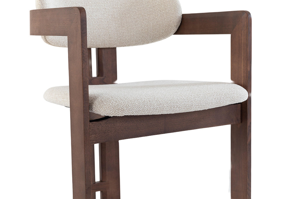 Chaise Camille Frêne Noyer Tissu Beige