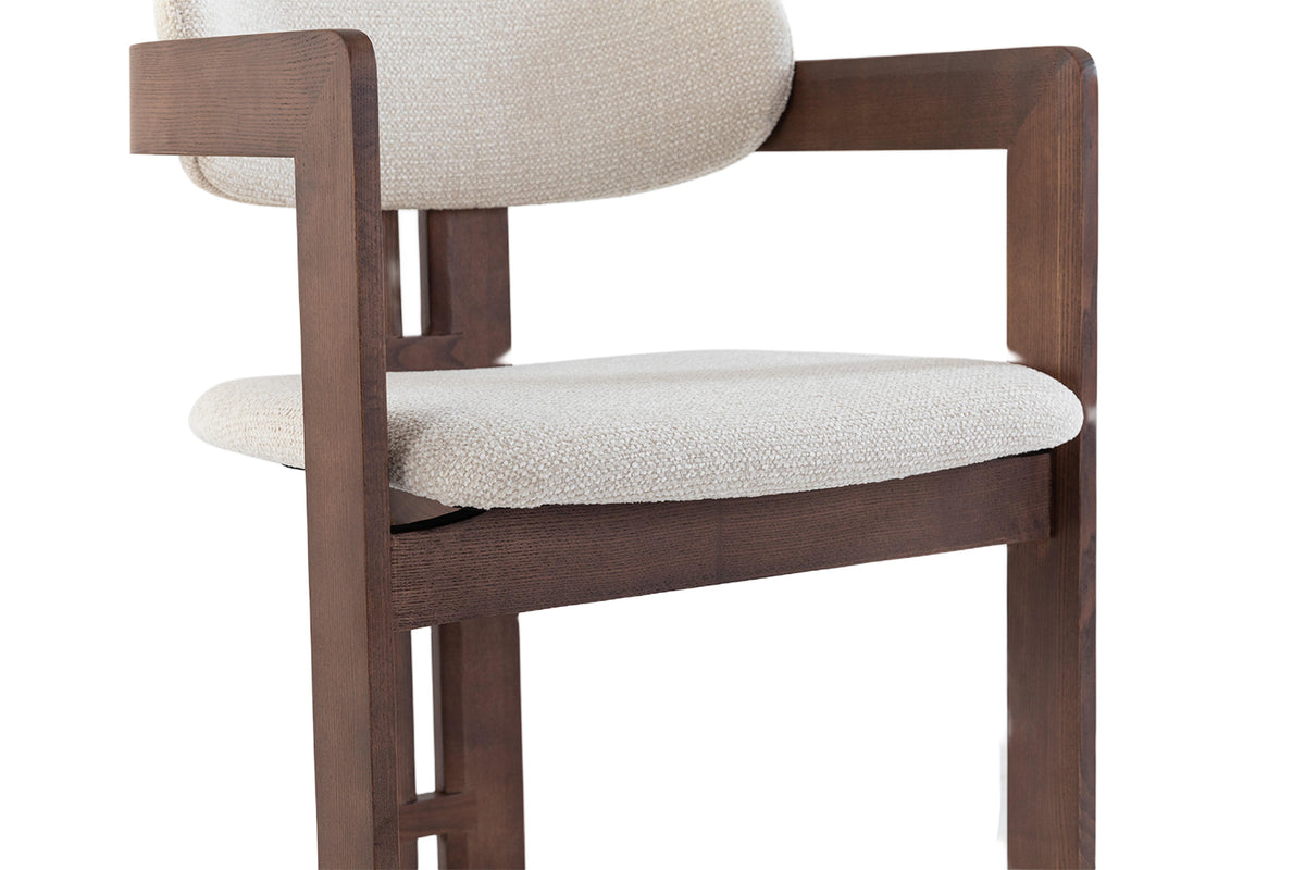 Chaise Camille Frêne Noyer Tissu Beige