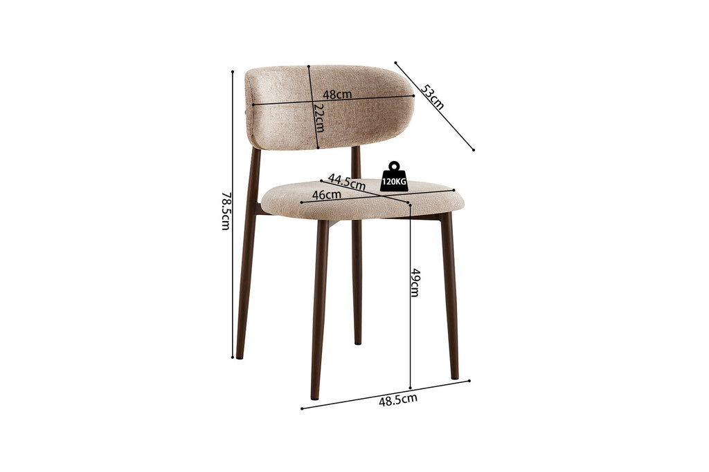 Chaise Nono Noyer – Tissu Lech Milky-80 Beige - vue 10