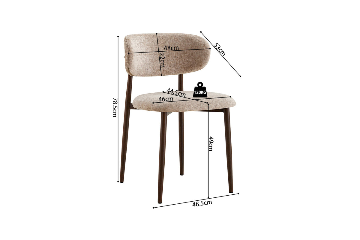 Chaise Nono Noyer – Tissu Lech Milky-80 Beige - vue 10