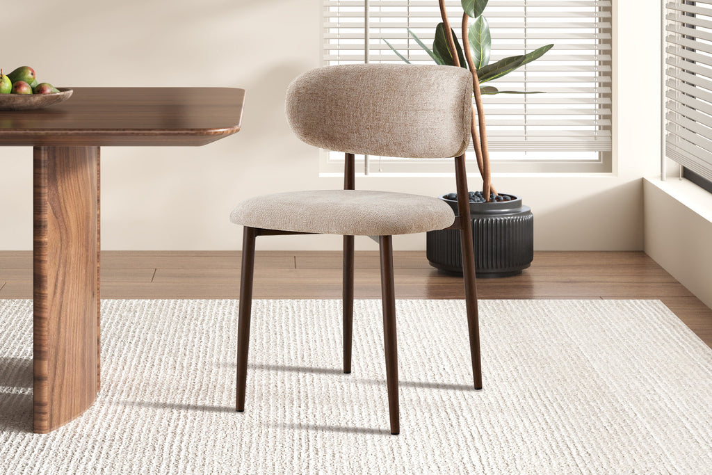 Chaise Nono Noyer – Tissu Lech Milky-80 Beige - vue 3