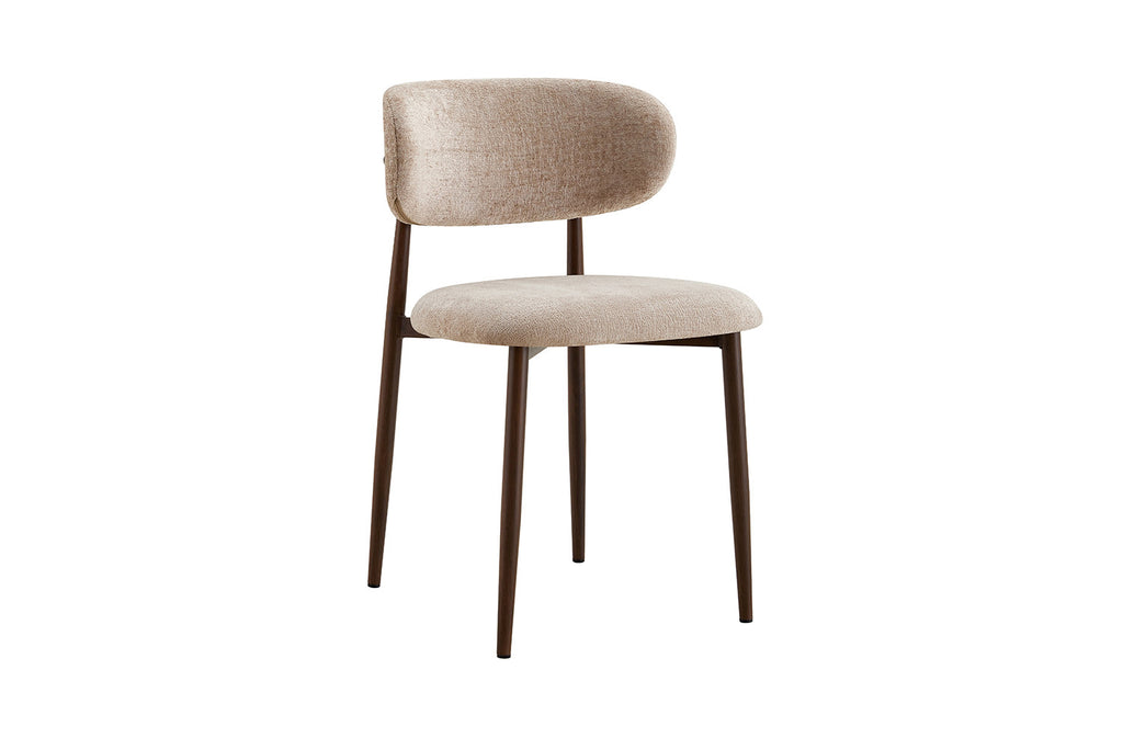 Chaise Nono Noyer – Tissu Lech Milky-80 Beige - vue 6