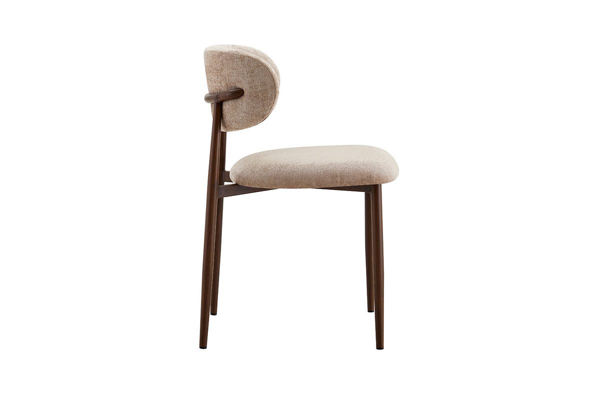 Chaise Nono Noyer – Tissu Lech Milky-80 Beige - vue 7