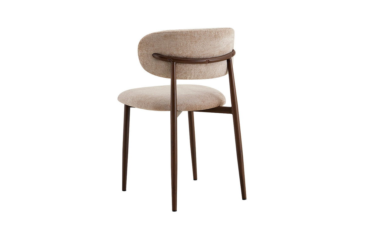 Chaise Nono Noyer – Tissu Lech Milky-80 Beige - vue 8