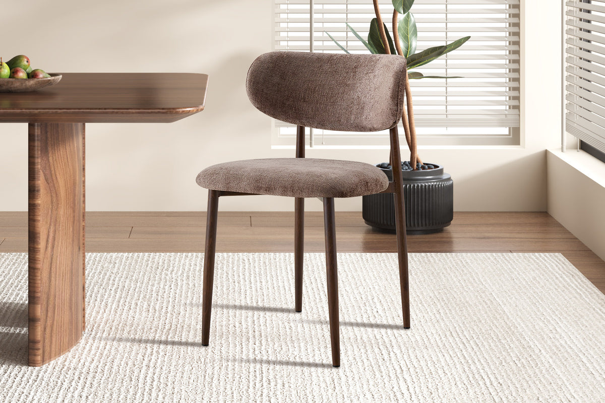 Chaise Nono Noyer – Tissu Lech Milky-85 Sable - vue 3