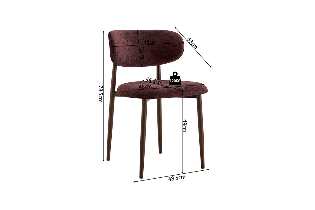 Chaise Nono Noyer – Tissu Lech Milky-5 Mauve foncé - vue 10