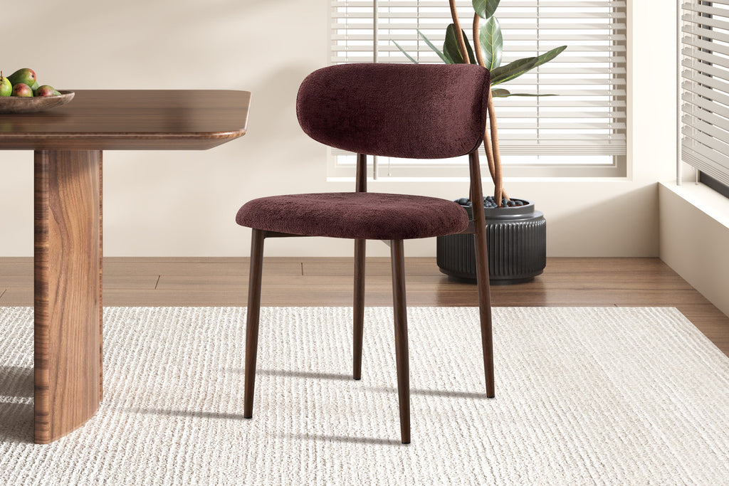 Chaise Nono Noyer – Tissu Lech Milky-5 Mauve foncé - vue 3
