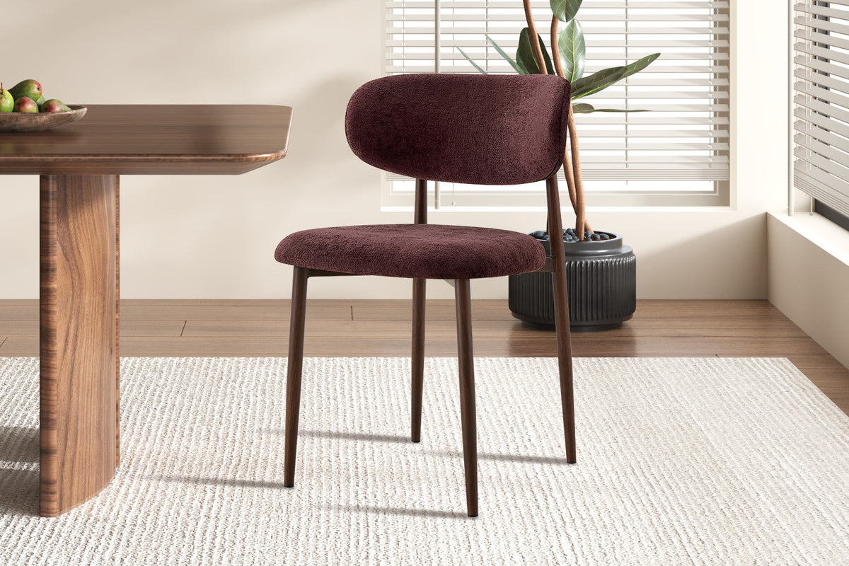 Chaise Nono Noyer – Tissu Lech Milky-5 Mauve foncé - vue 3