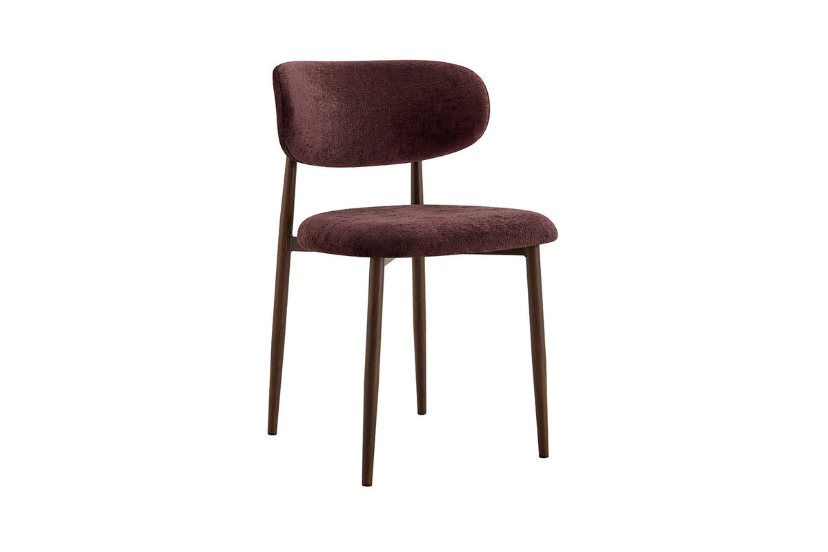 Chaise Nono Noyer – Tissu Lech Milky-5 Mauve foncé - vue 6