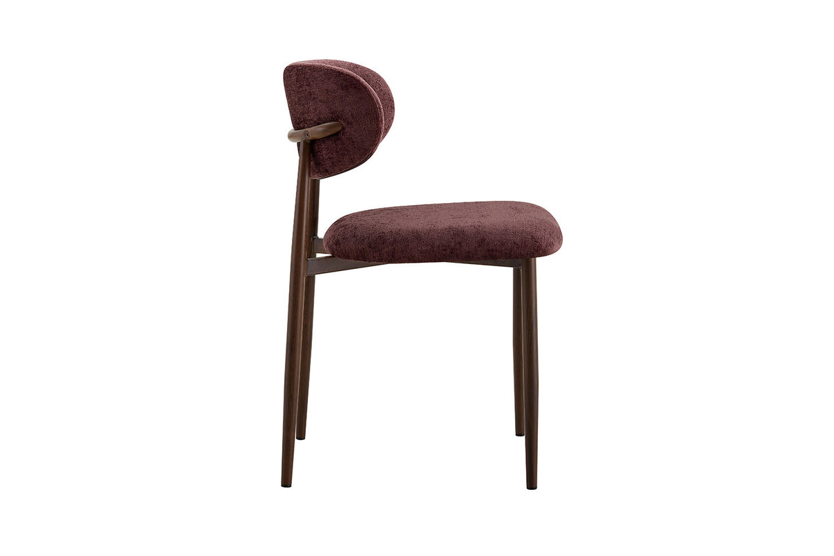 Chaise Nono Noyer – Tissu Lech Milky-5 Mauve foncé - vue 7