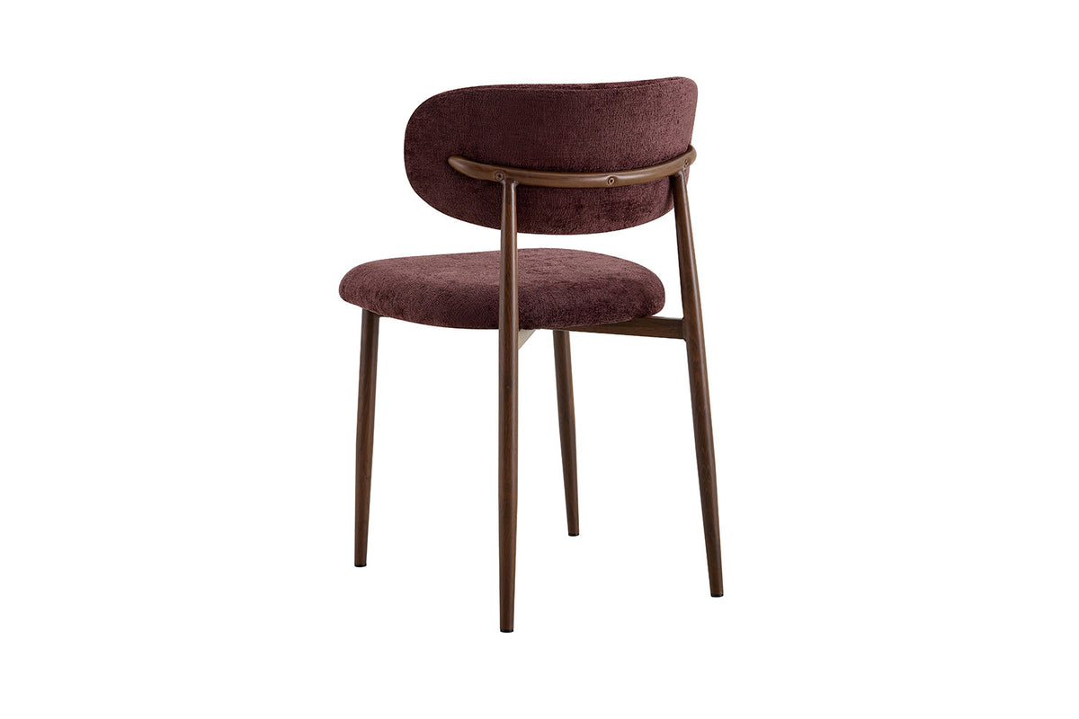 Chaise Nono Noyer – Tissu Lech Milky-5 Mauve foncé - vue 8