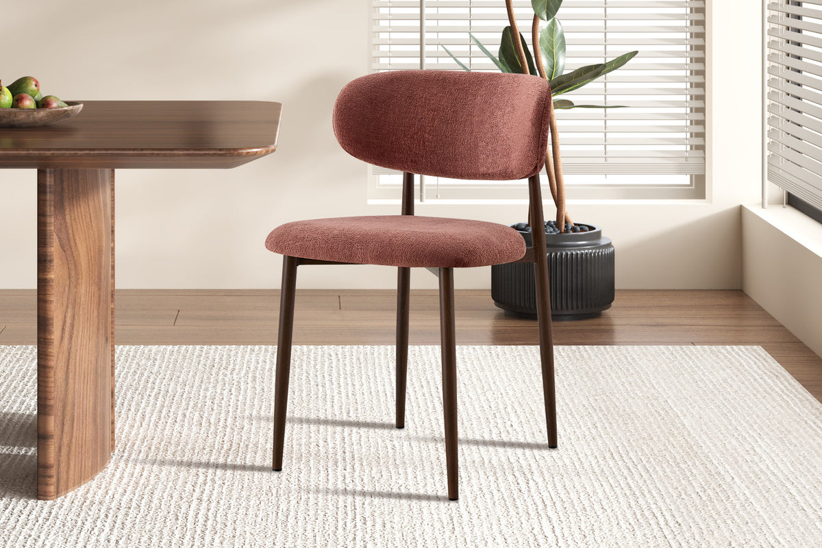 Chaise Nono Noyer – Tissu Lech Milky-10 Rose - vue 3