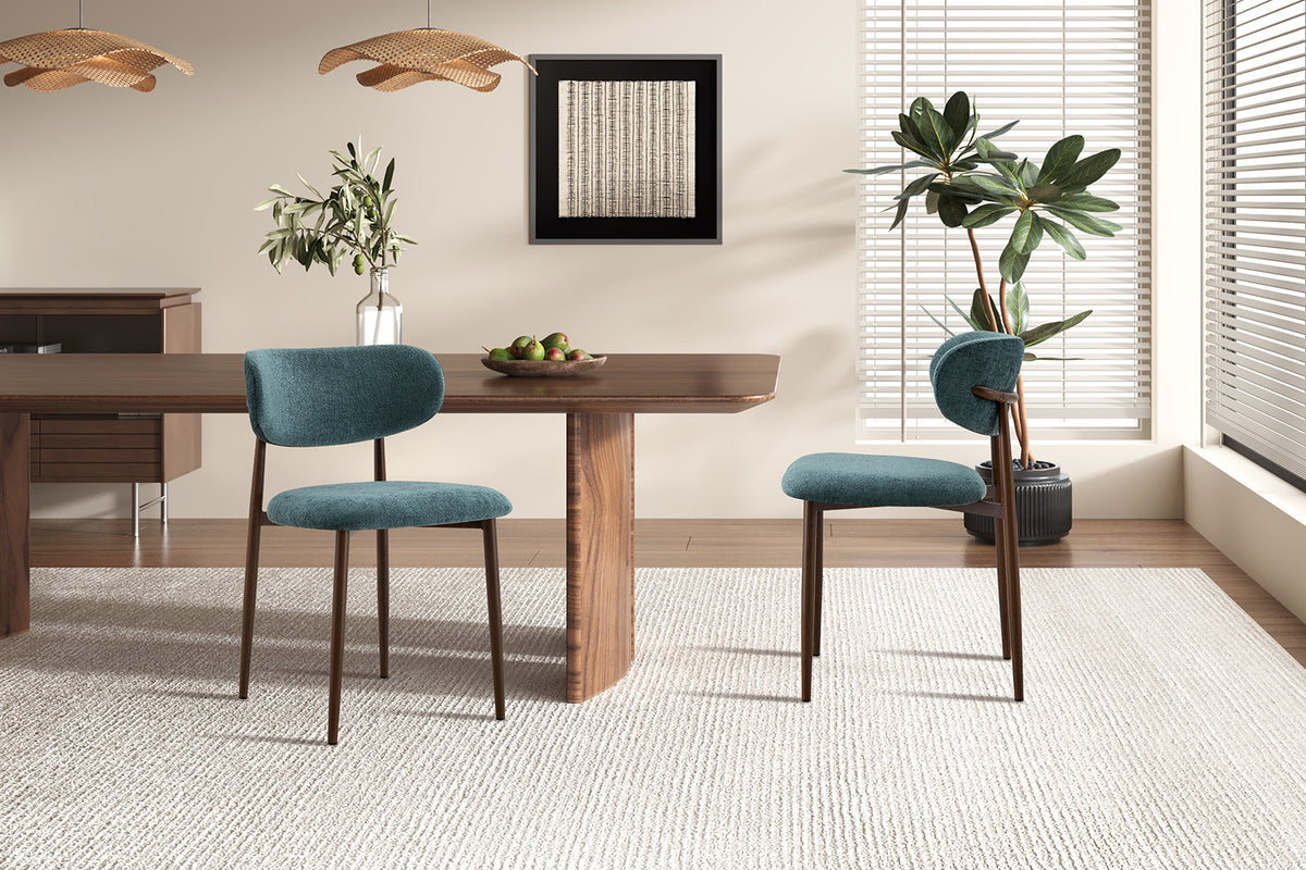Chaise Nono Noyer – Tissu Lech Milky-40 Bleu-Vert - vue 2