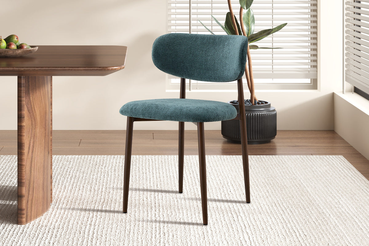 Chaise Nono Noyer – Tissu Lech Milky-40 Bleu-Vert - vue 3
