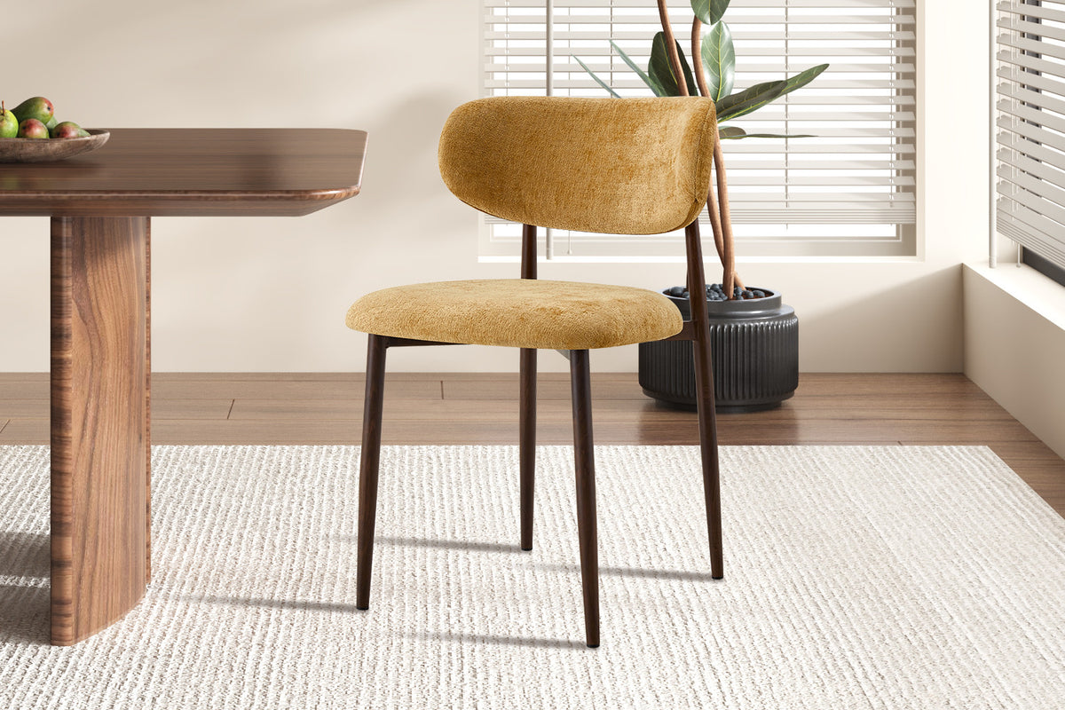 Chaise Nono Noyer – Tissu Lech Milky-25 Jaune - vue 3