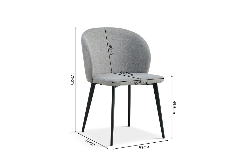 Chaise Toledo Tissu Gris clair