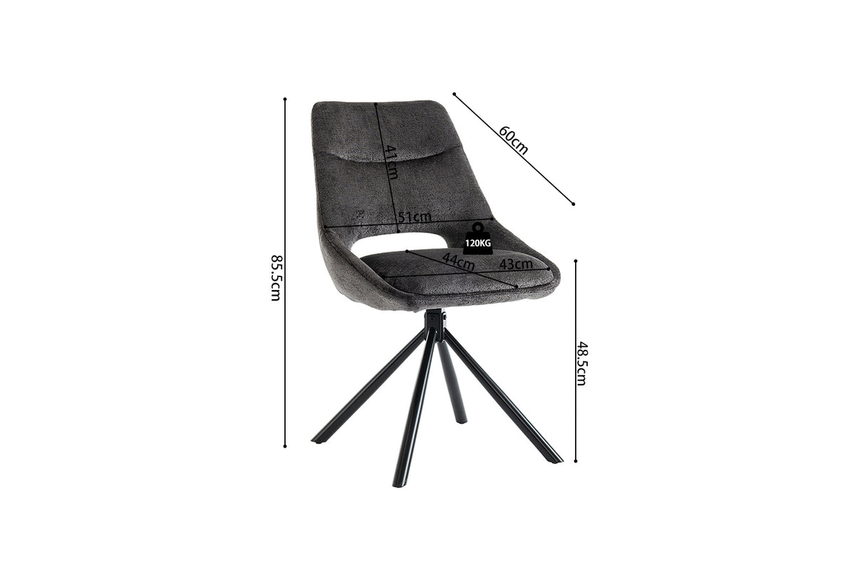 Chaise Dante Tissu Gris