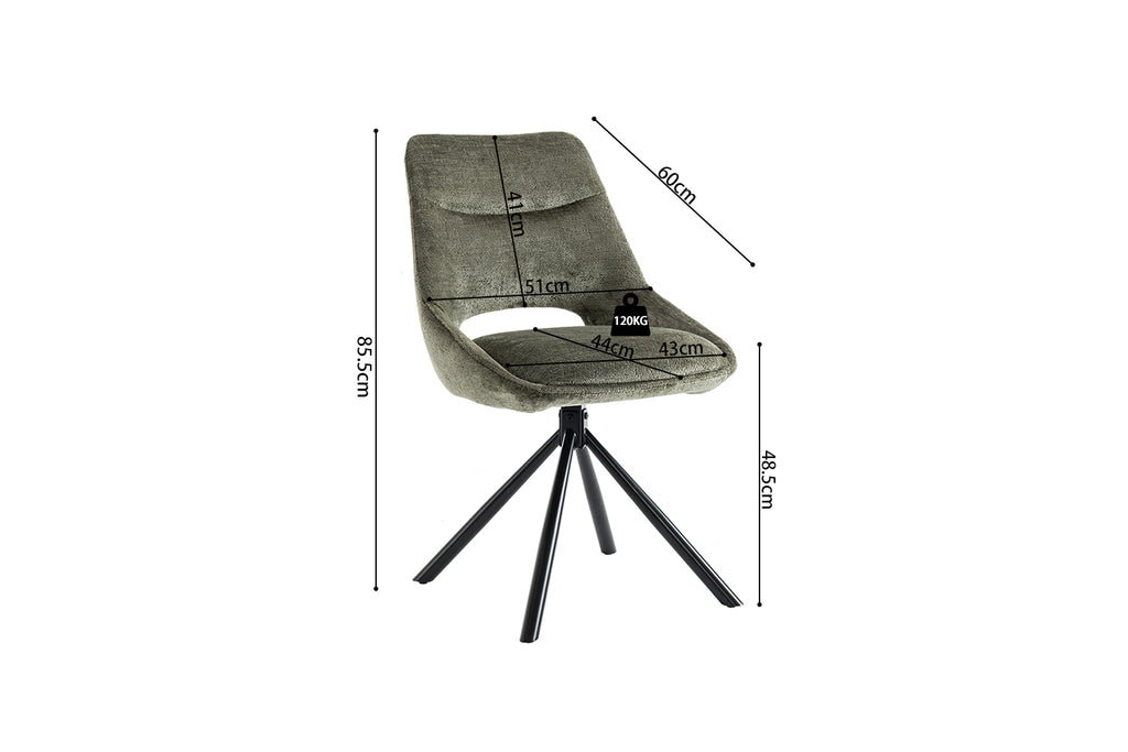 Chaise Dante Tissu Vert