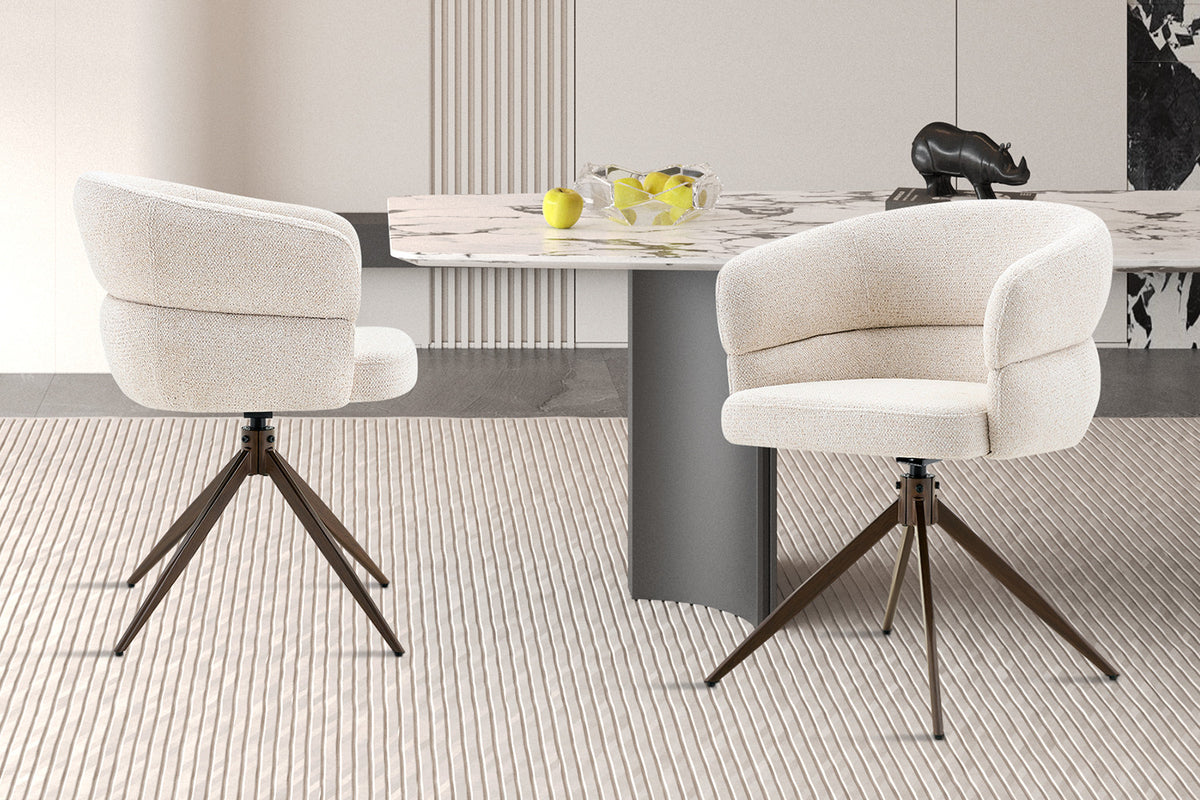 Chaise Leonie Pivotante – WZ coffee-1 Beige – Pied Noyer