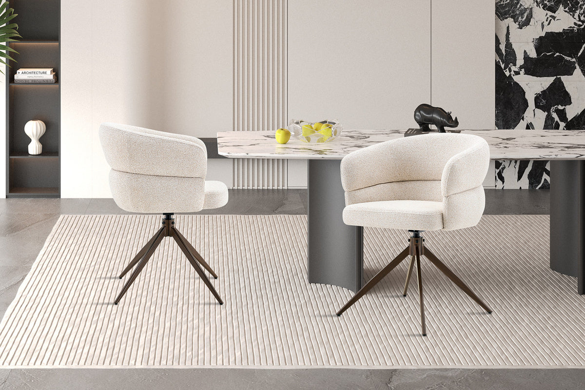 Chaise Leonie Pivotante – WZ coffee-1 Beige – Pied Noyer - vue 2
