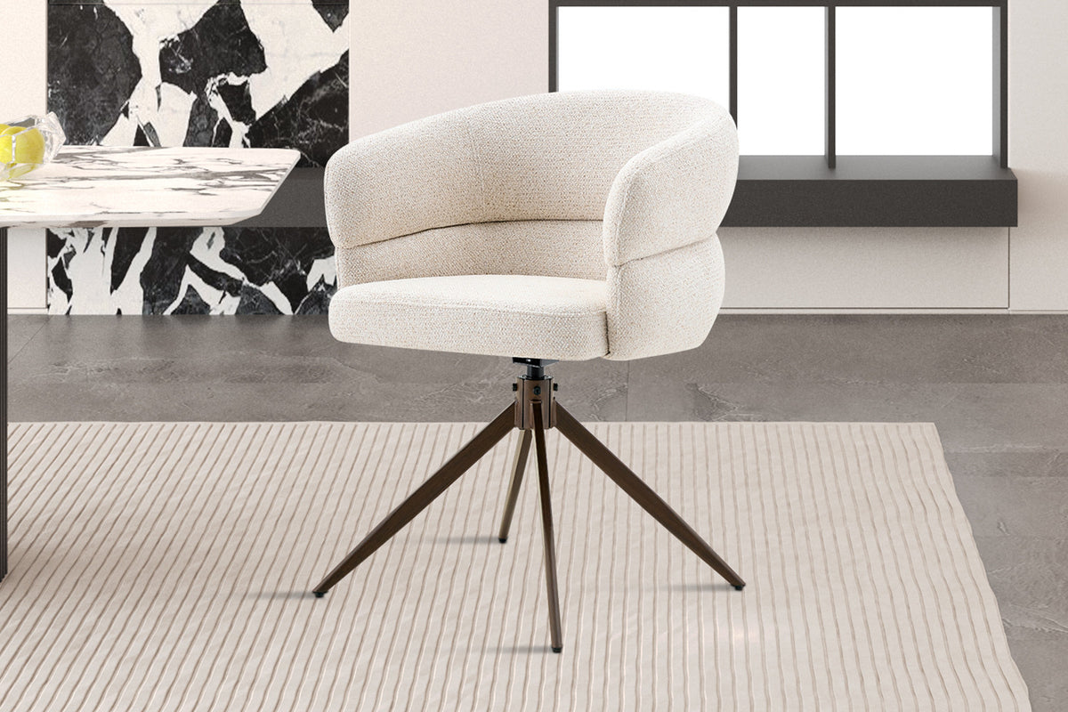 Chaise Leonie Pivotante – WZ coffee-1 Beige – Pied Noyer - vue 3