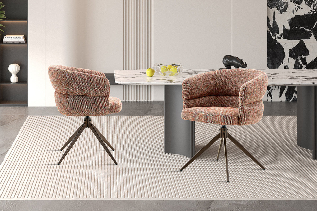 Chaise Leonie Pivotante – WZ coffee-3 Rouille – Pied Noyer - vue 2