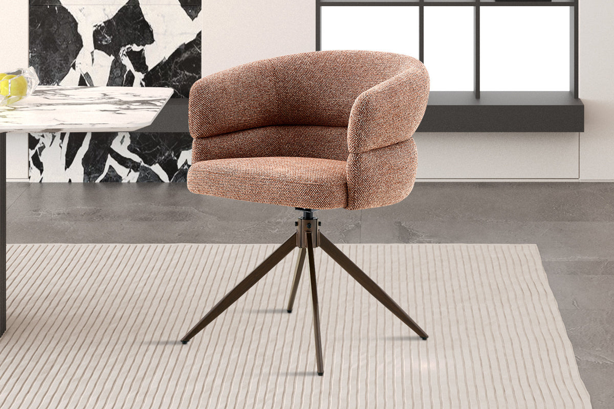 Chaise Leonie Pivotante – WZ coffee-3 Rouille – Pied Noyer - vue 3